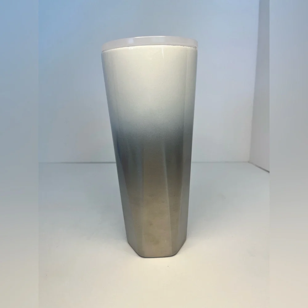 Starbucks 2021 Geometric White Silver Ombre 24oz‎ Stainless Steel Tumbler